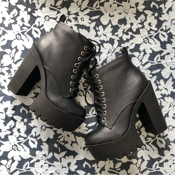 Soda Shoes - Black Chunky Ankle Boots